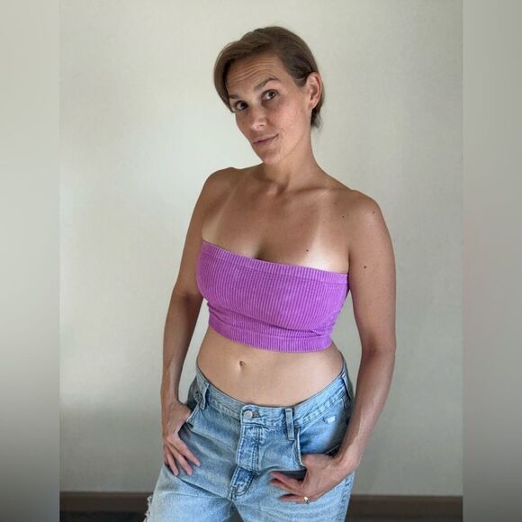 Urban Outfitters Ribbed Tube Top Purple Large Streetwear Party - Picture 1 of 9